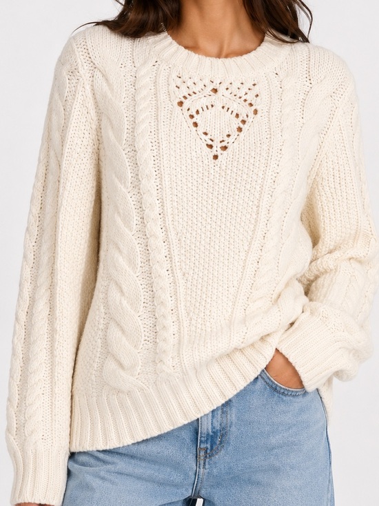 Talbots Sweaters - Talbots long Sleeve Cable Knit Sweater ivory/cream soft wool blend medium